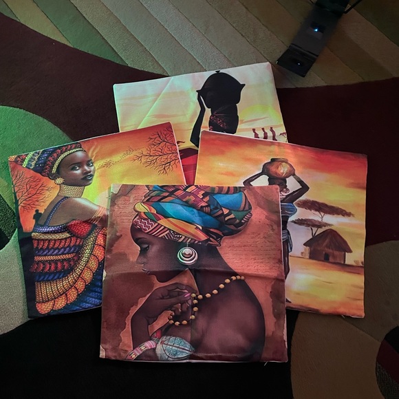 Africa themed Pillow covers, 18 x 18, 70% linen, vibrant colors, set of 4 - Picture 11 of 12
